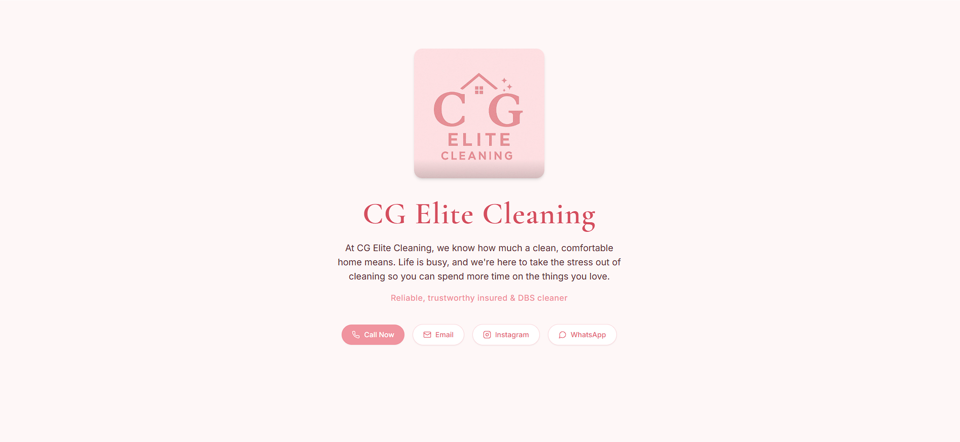 CG Elite Cleaning website homepage
