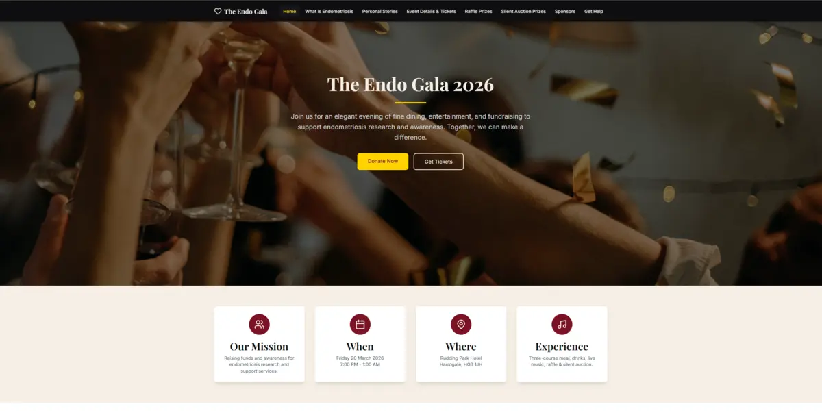 The Endo Gala website screenshot