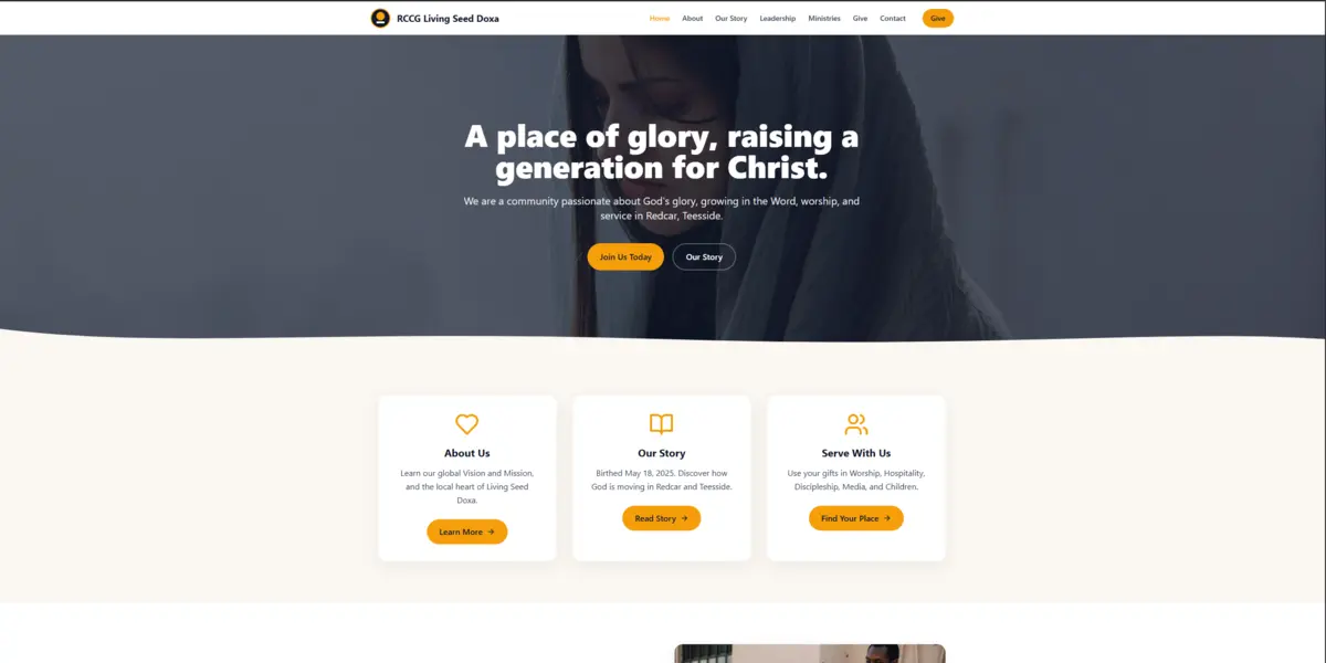 RCCG Living Seed Doxa website screenshot