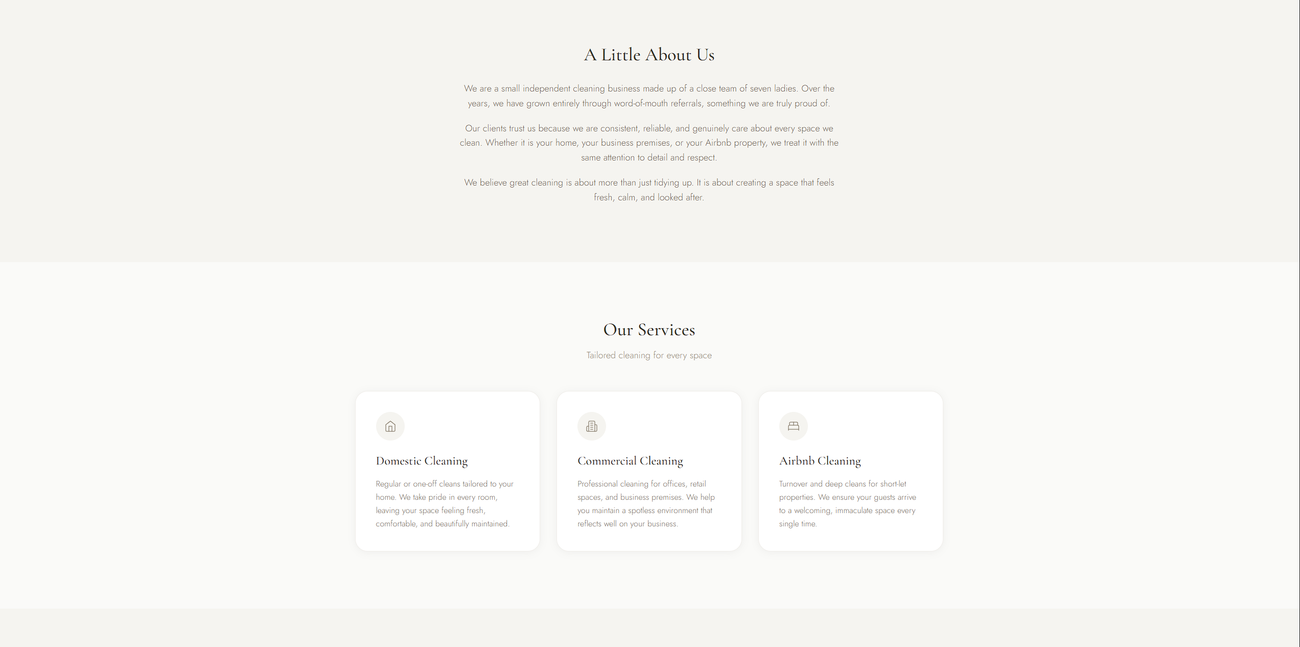 SGD Classy Cleans about and services section