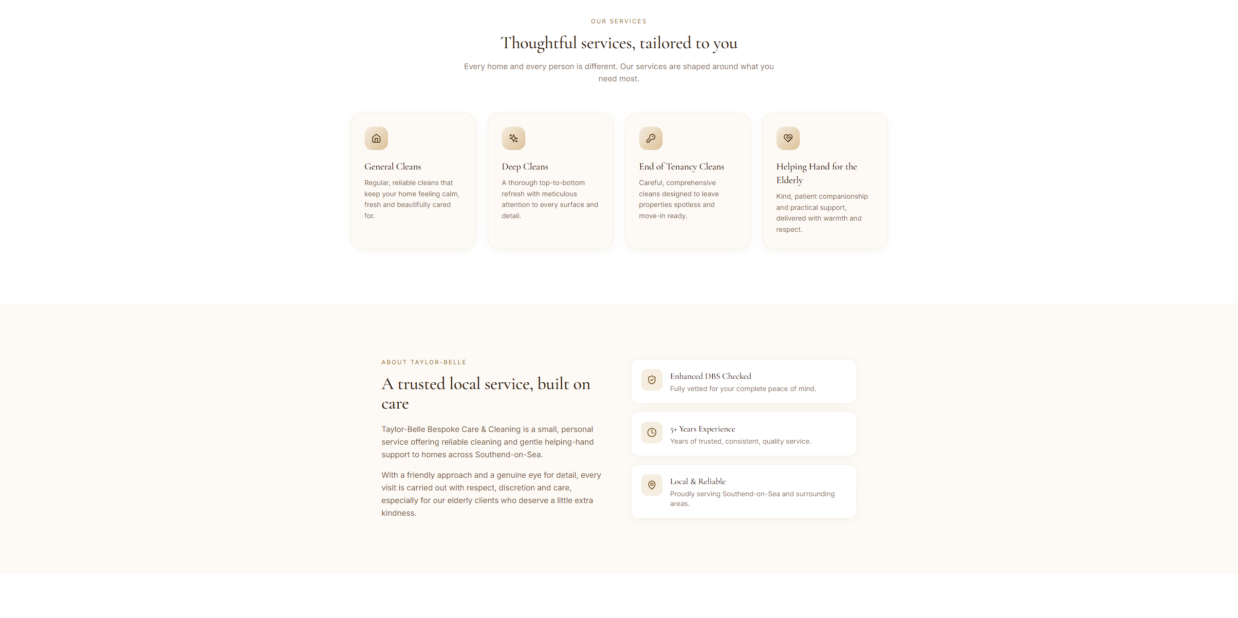 Taylor-Belle Bespoke Care and Cleaning services and trust section